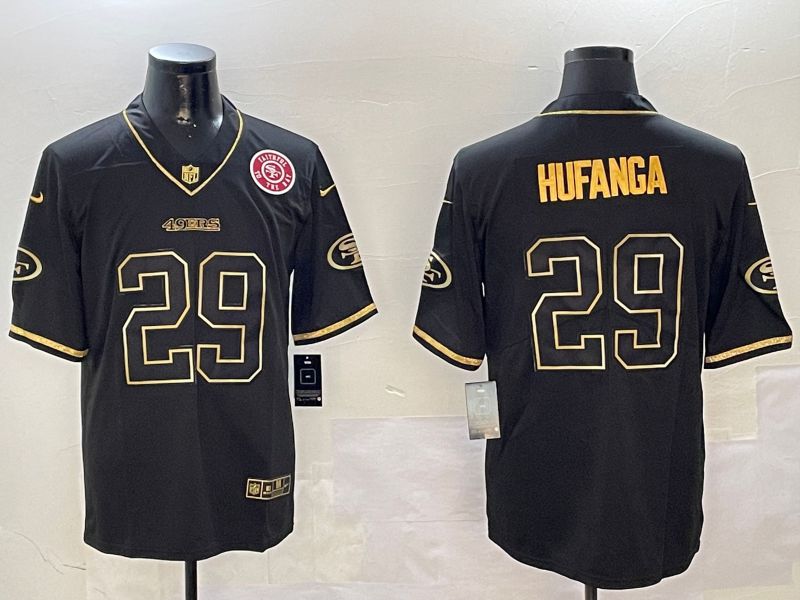 Men San Francisco 49ers #29 Hufanga Black Gold Throwback 2024 Nike Limited NFL Jersey style 4->san francisco 49ers->NFL Jersey